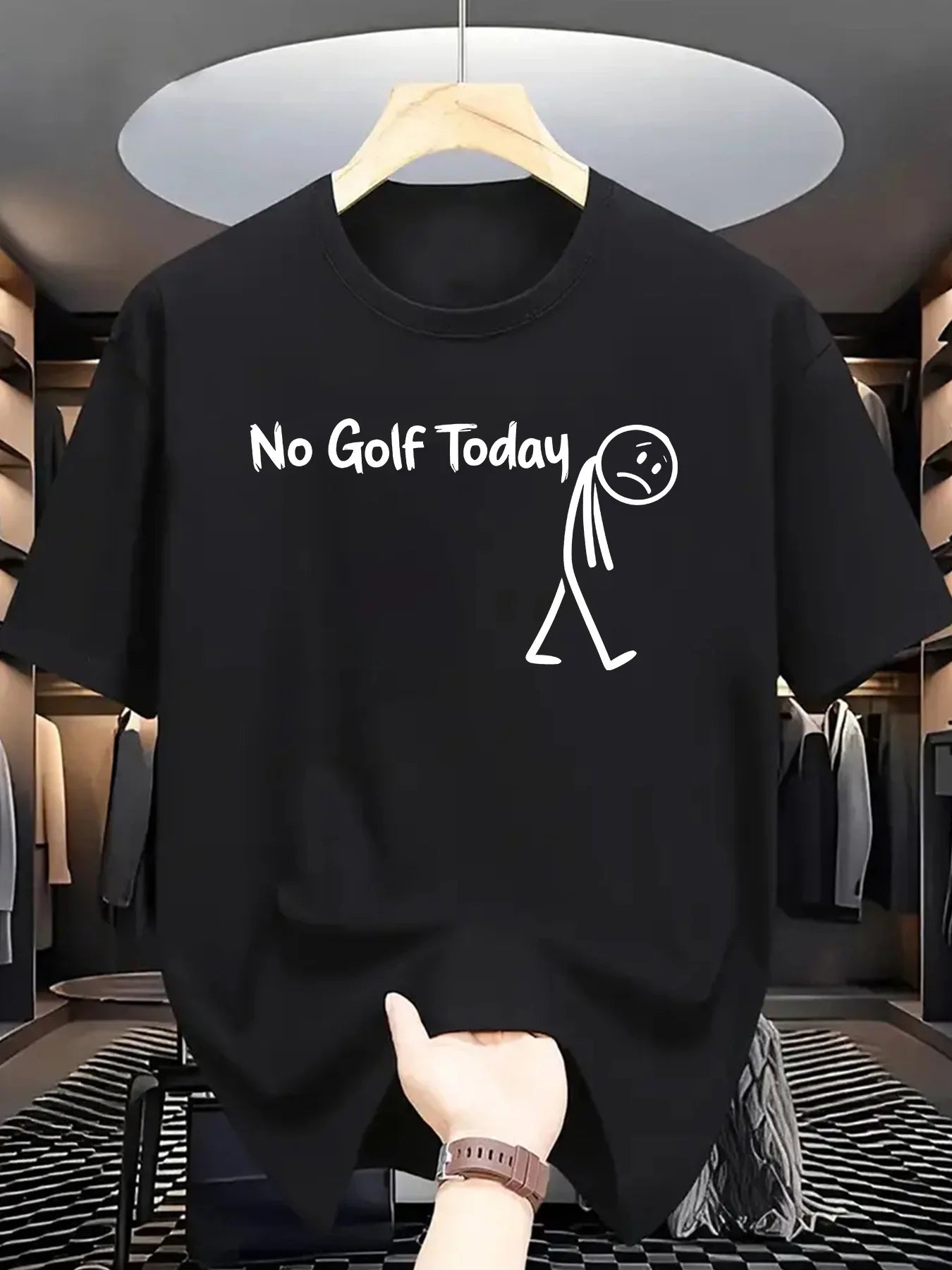 Funny "No Golf Today" Graphic T-Shirt Light Purple Casual for Golfers Everyday Weekend Outfits Breathable Round Neck
