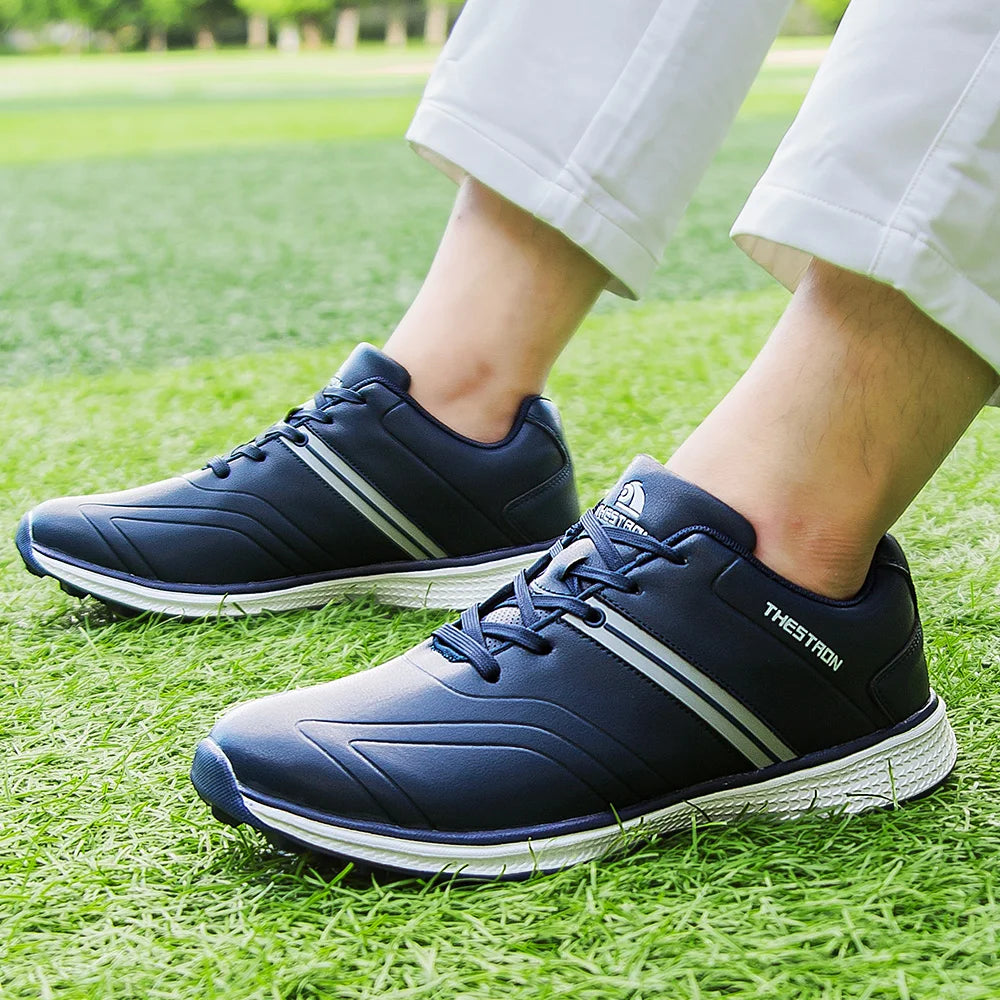 Customized Men's Light Synthetic Leather Golf & Badminton Shoes for Outdoor Sports Training