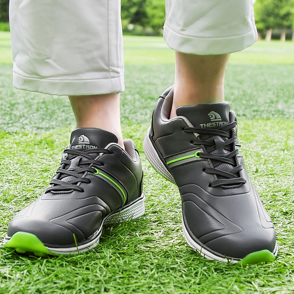 Customized Men's Light Synthetic Leather Golf & Badminton Shoes for Outdoor Sports Training
