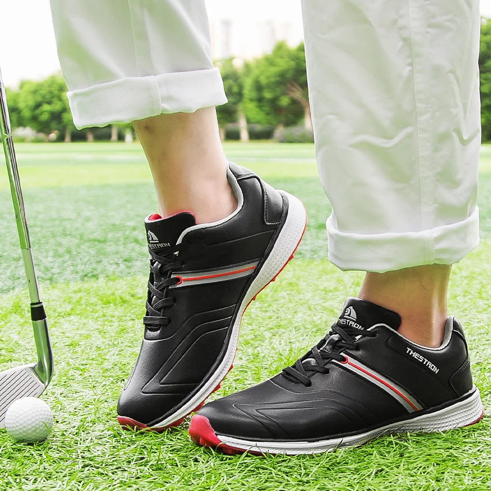 Customized Men's Light Synthetic Leather Golf & Badminton Shoes for Outdoor Sports Training