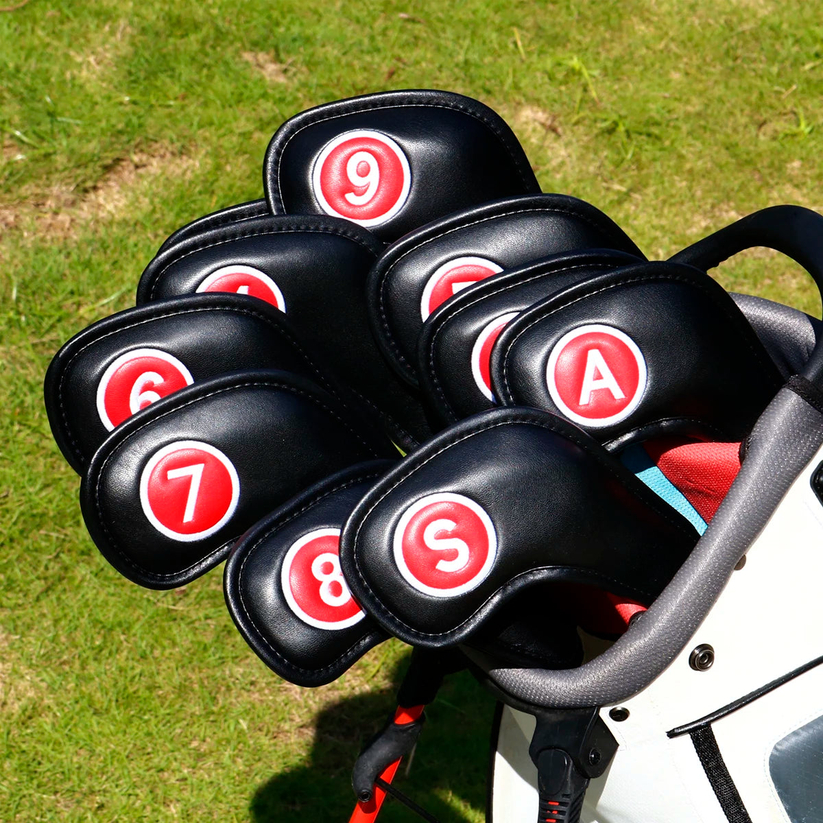 Waterproof PU Leather Golf Accessories Magnet Buckle Long Iron Golf Cover Set 10pcs
