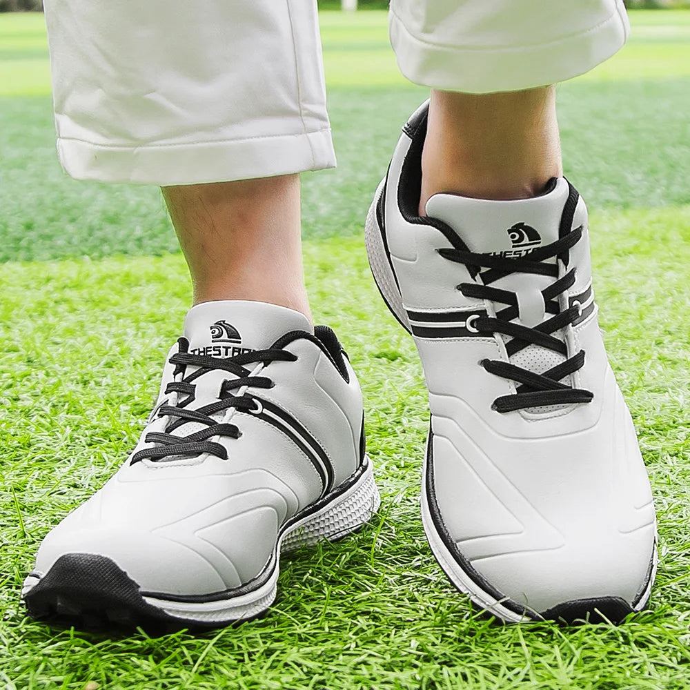 Customized Men's Light Synthetic Leather Golf & Badminton Shoes for Outdoor Sports Training