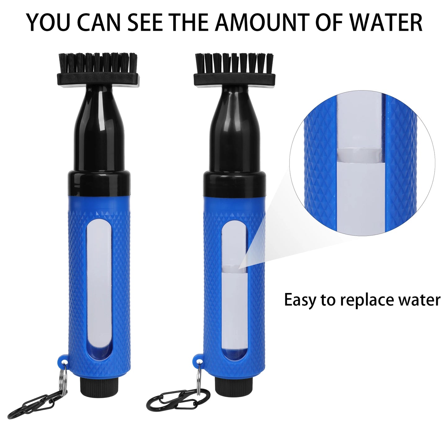 New Golf Supplier Wholesale in Stock Pro Club Accessories Blue High Quality PVC Bristle Squeeze Bottle Water Golf Cleaning Brush