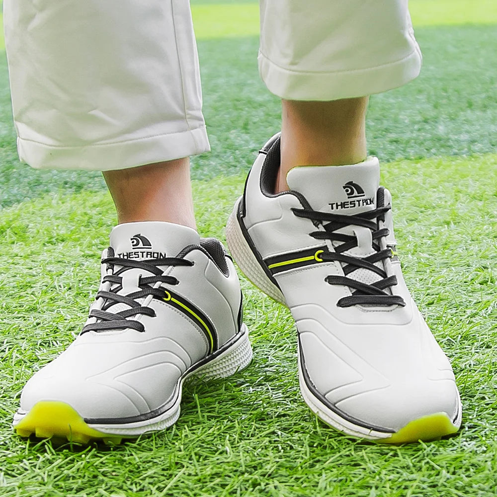 Customized Men's Light Synthetic Leather Golf & Badminton Shoes for Outdoor Sports Training
