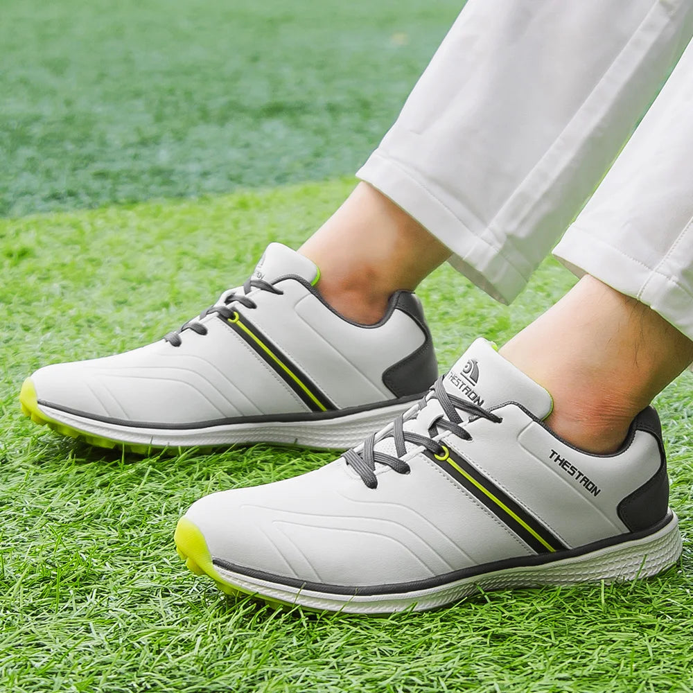 Customized Men's Light Synthetic Leather Golf & Badminton Shoes for Outdoor Sports Training