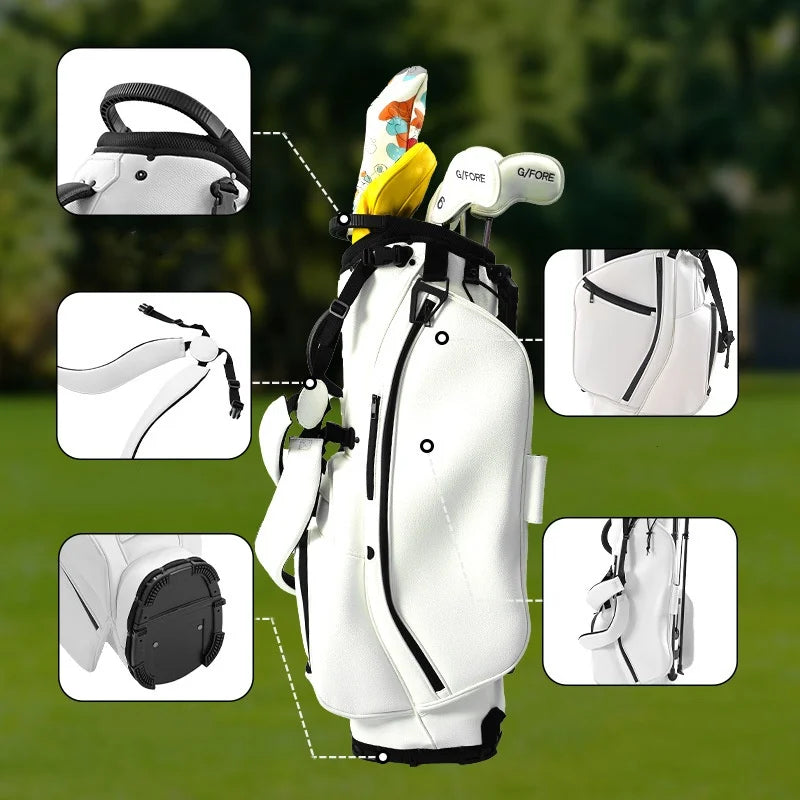 Factory GOLF 5 Way Dividers Custom Logo Lightweight & Durable PU Leather Cart Bags Waterproof Black Golf Bag for Men