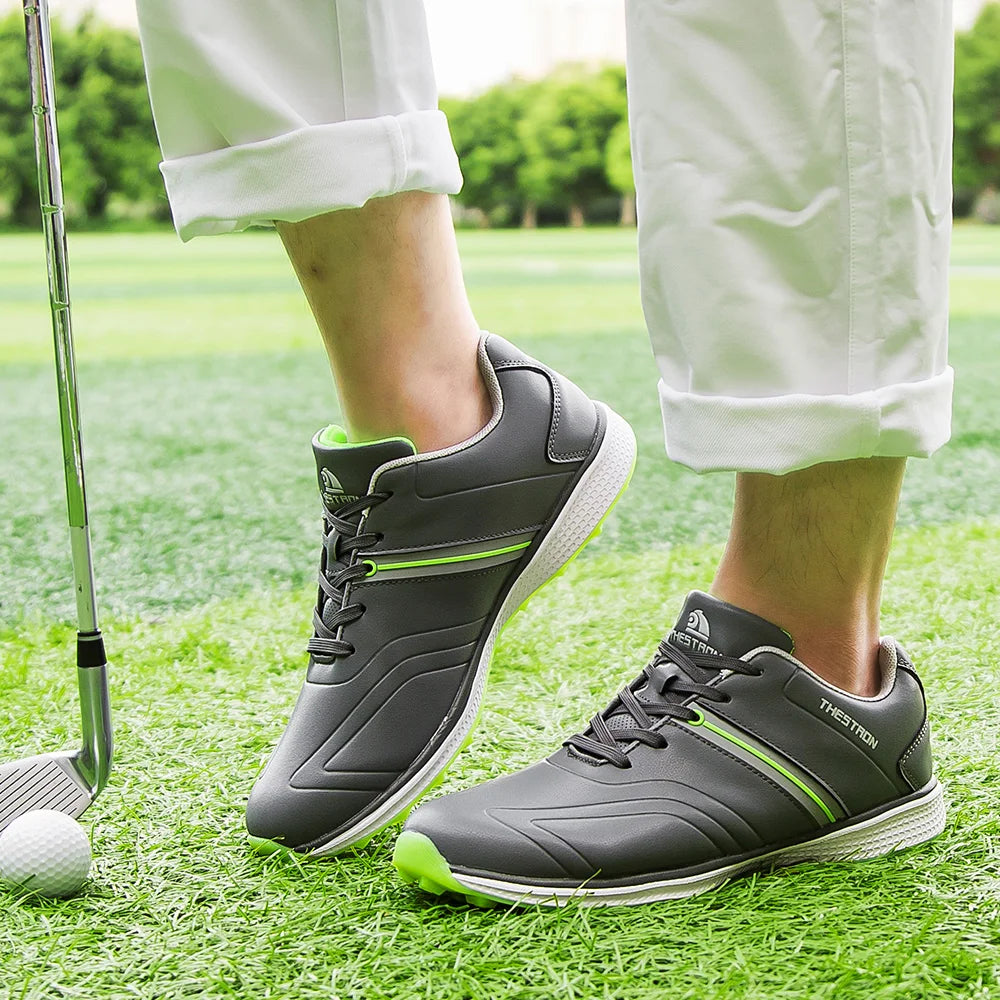 Customized Men's Light Synthetic Leather Golf & Badminton Shoes for Outdoor Sports Training