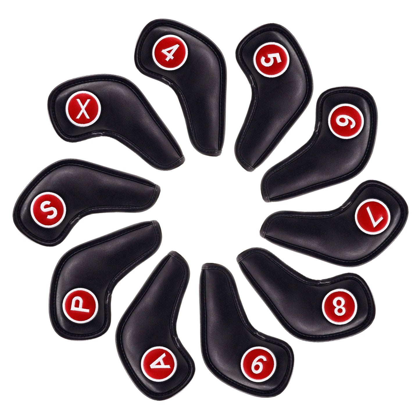 Waterproof PU Leather Golf Accessories Magnet Buckle Long Iron Golf Cover Set 10pcs