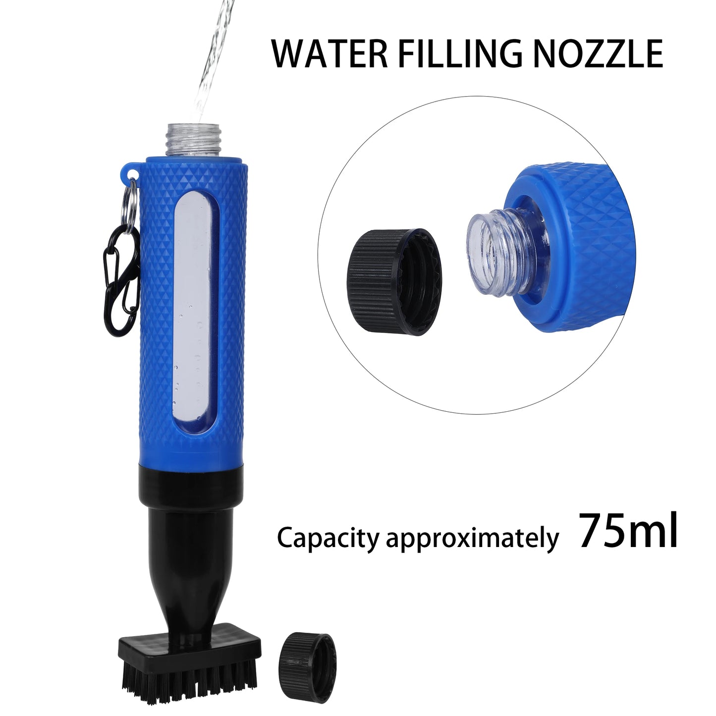 New Golf Supplier Wholesale in Stock Pro Club Accessories Blue High Quality PVC Bristle Squeeze Bottle Water Golf Cleaning Brush