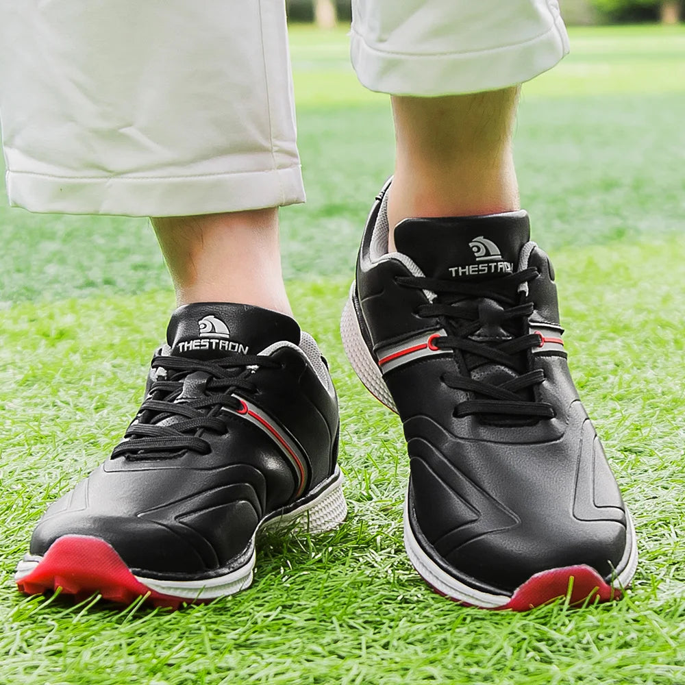 Customized Men's Light Synthetic Leather Golf & Badminton Shoes for Outdoor Sports Training