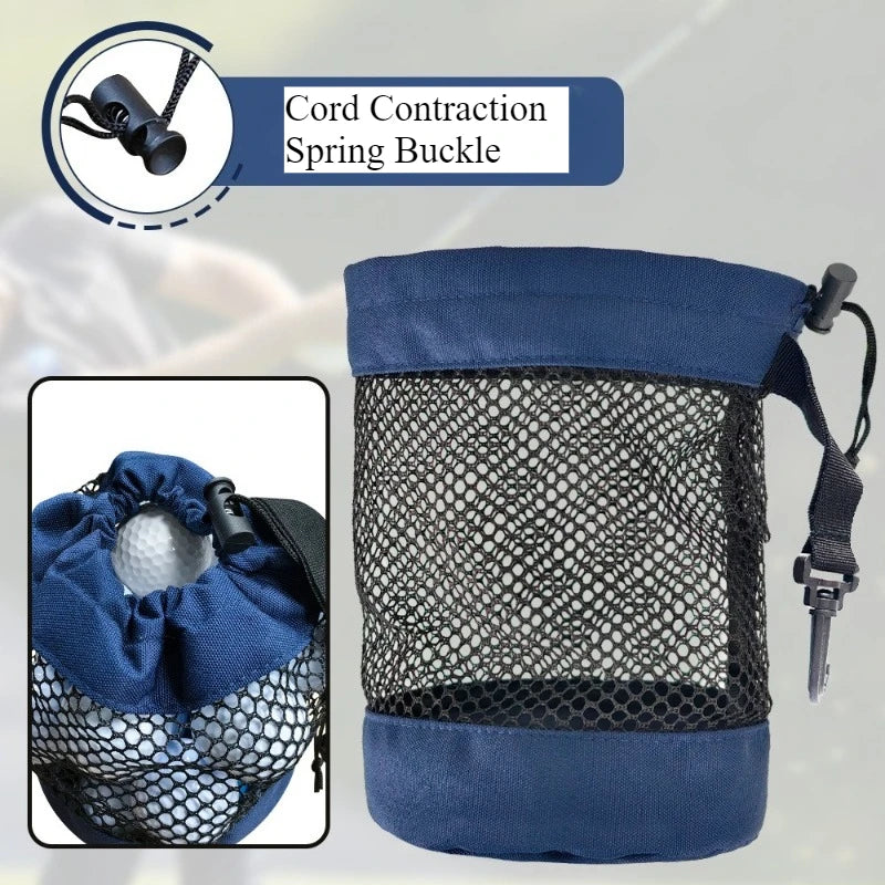 Golf Storage Bag Storage Pouch GOLF Portable Accessory Bag Ball Storage Bag with Net Pocket Drawstring Fabric Bag