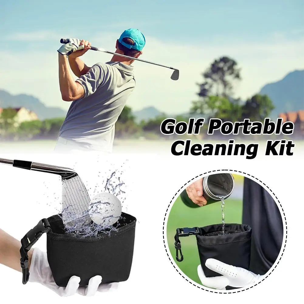 Portable Golf Cleaning Bag with Golf Ball Cleaner, Club Brush, and Water Container - Essential Golf Accessories for Outdoor Golf