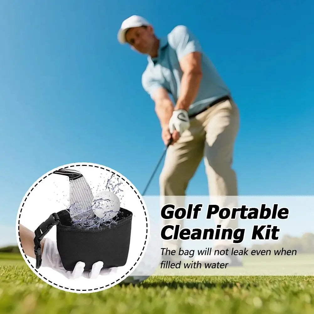 Portable Golf Cleaning Bag with Golf Ball Cleaner, Club Brush, and Water Container - Essential Golf Accessories for Outdoor Golf
