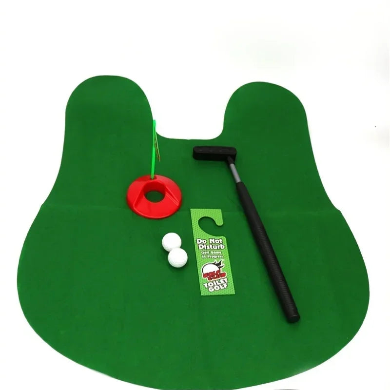 1set Mini Golf Putting Green Set - Toilet Leisure Entertainment Sport-Bathroom Indoor Sports Game with Putter & Ball for Adults