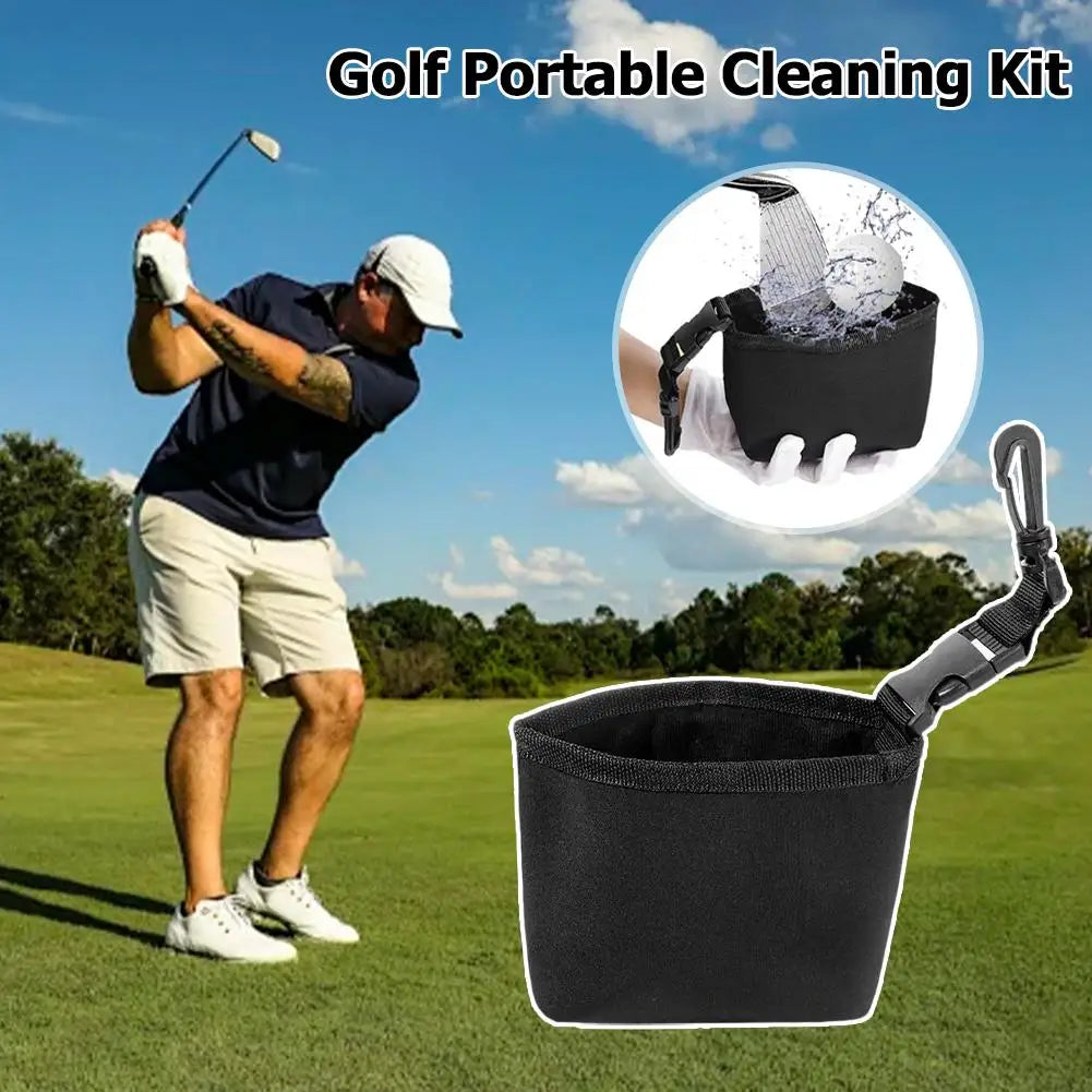 Portable Golf Cleaning Bag with Golf Ball Cleaner, Club Brush, and Water Container - Essential Golf Accessories for Outdoor Golf