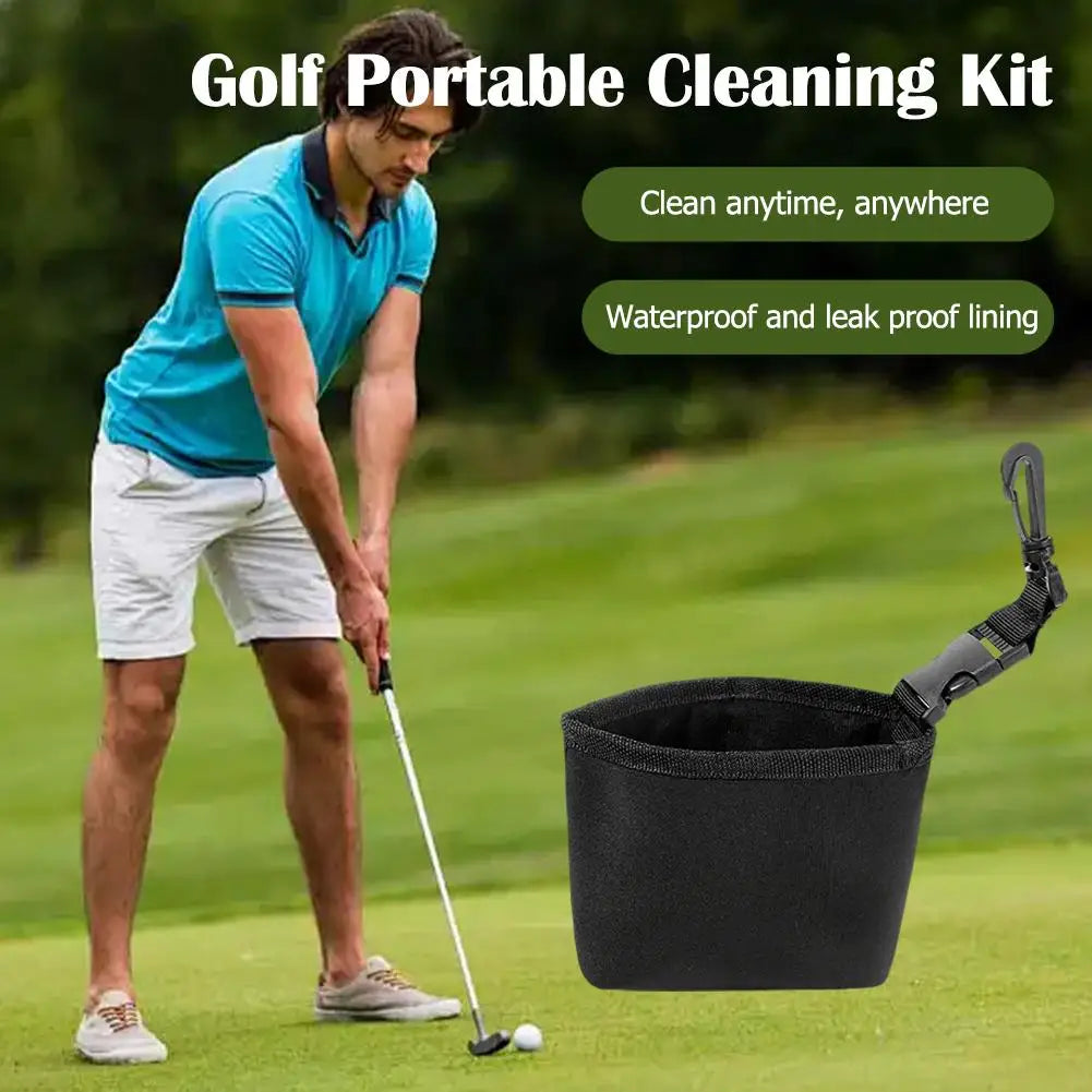 Portable Golf Cleaning Bag with Golf Ball Cleaner, Club Brush, and Water Container - Essential Golf Accessories for Outdoor Golf