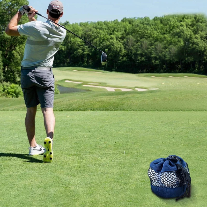 Golf Storage Bag Storage Pouch GOLF Portable Accessory Bag Ball Storage Bag with Net Pocket Drawstring Fabric Bag