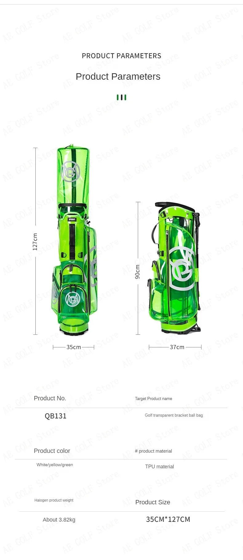 PGM Golf Bag Women High Quality Waterproof  Portable Club Pack Lightweight Bright Transparent Put All Sets Clubs QB131