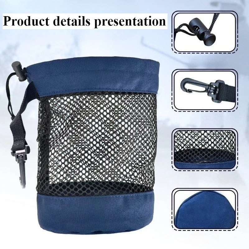 Golf Storage Bag Storage Pouch GOLF Portable Accessory Bag Ball Storage Bag with Net Pocket Drawstring Fabric Bag