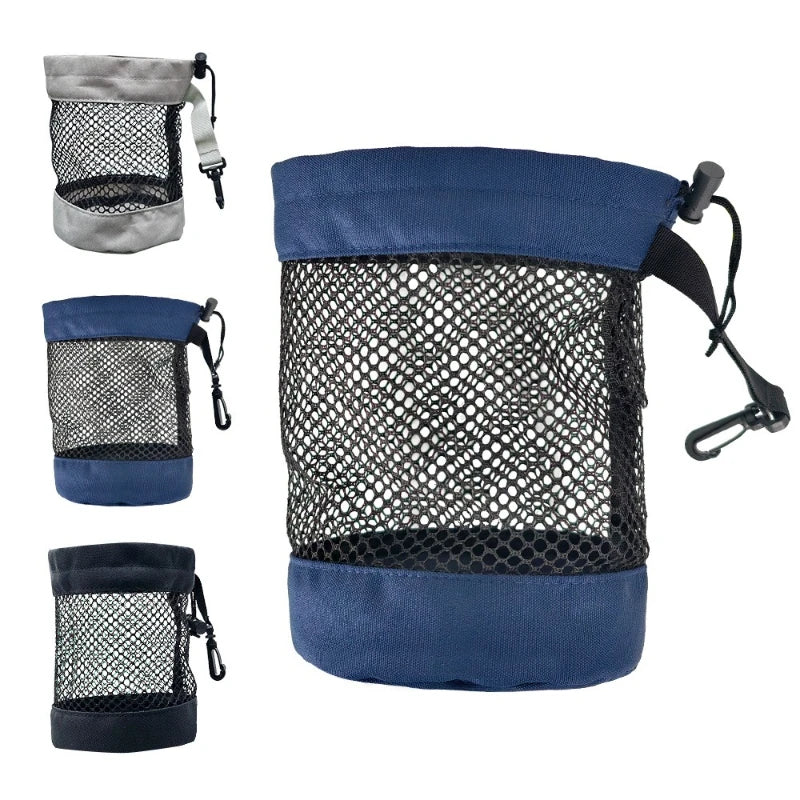 Golf Storage Bag Storage Pouch GOLF Portable Accessory Bag Ball Storage Bag with Net Pocket Drawstring Fabric Bag