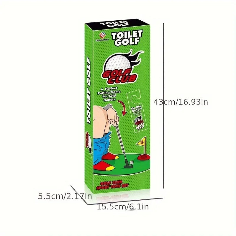 1set Mini Golf Putting Green Set - Toilet Leisure Entertainment Sport-Bathroom Indoor Sports Game with Putter & Ball for Adults