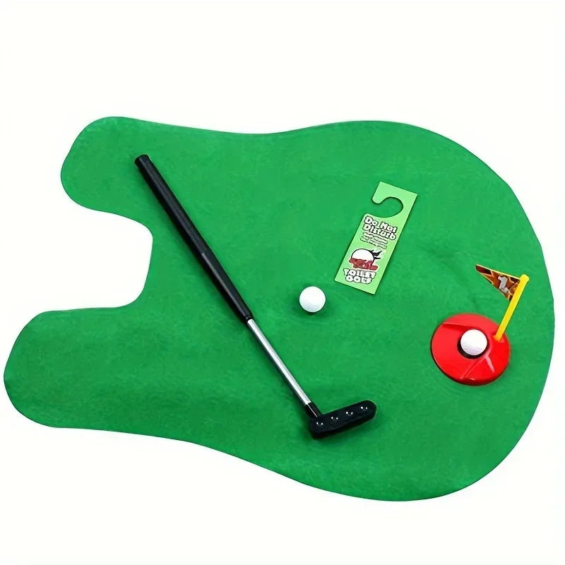 1set Mini Golf Putting Green Set - Toilet Leisure Entertainment Sport-Bathroom Indoor Sports Game with Putter & Ball for Adults