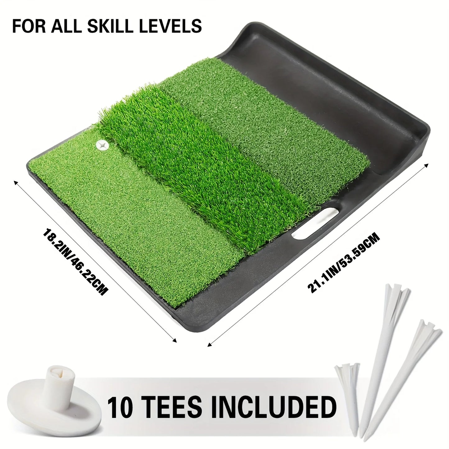 Golf Hitting Mat 4-in-1 Folding Grass Mat - Practice Triple Turf Chipping Swing Detection Aid Hitting Mat Golf Mat for Backyard