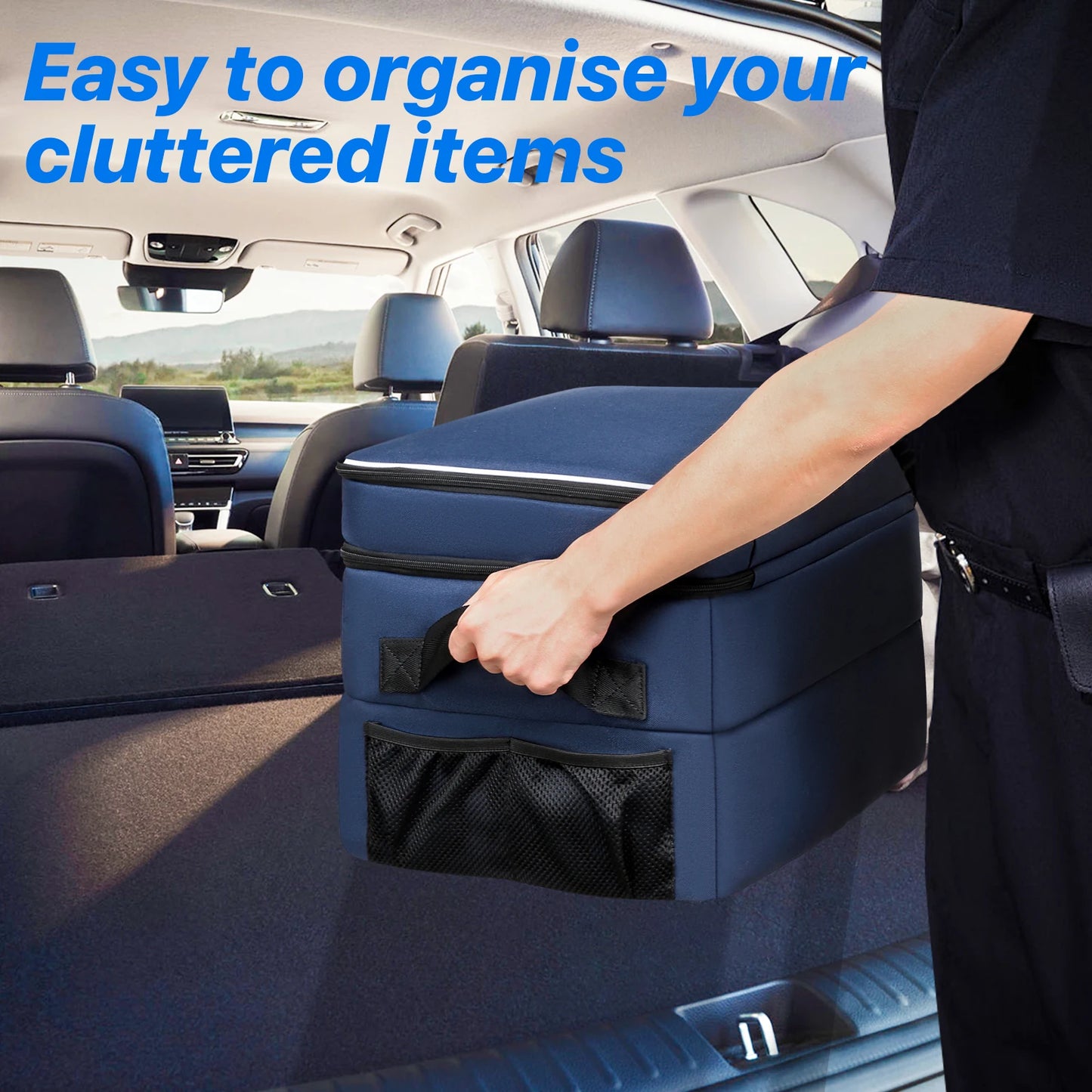 Golf Trunk Organizer Golf Shoes Bag With Large Golf Storage Box for Balls Tees Clothes Gloves Accessories ﻿with Shoe Compartment