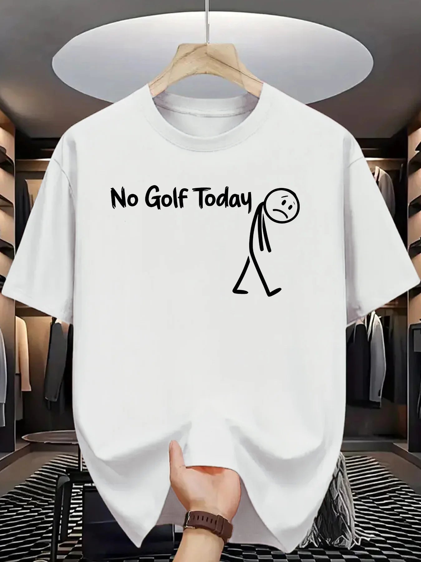 Funny "No Golf Today" Graphic T-Shirt Light Purple Casual for Golfers Everyday Weekend Outfits Breathable Round Neck