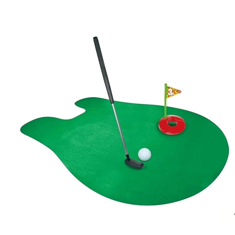 1set Mini Golf Putting Green Set - Toilet Leisure Entertainment Sport-Bathroom Indoor Sports Game with Putter & Ball for Adults