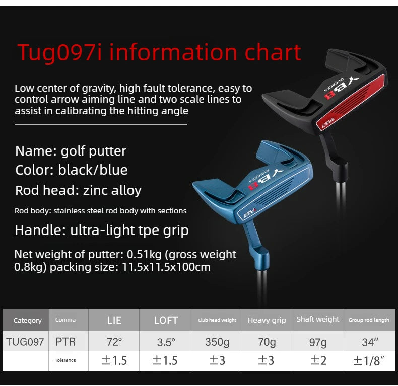 PGM Men's golf clubs , stable low center of gravity, and high forgiveness Golf single putter with arrow aiming line TUG097