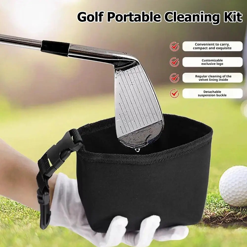 Portable Golf Cleaning Bag with Golf Ball Cleaner, Club Brush, and Water Container - Essential Golf Accessories for Outdoor Golf