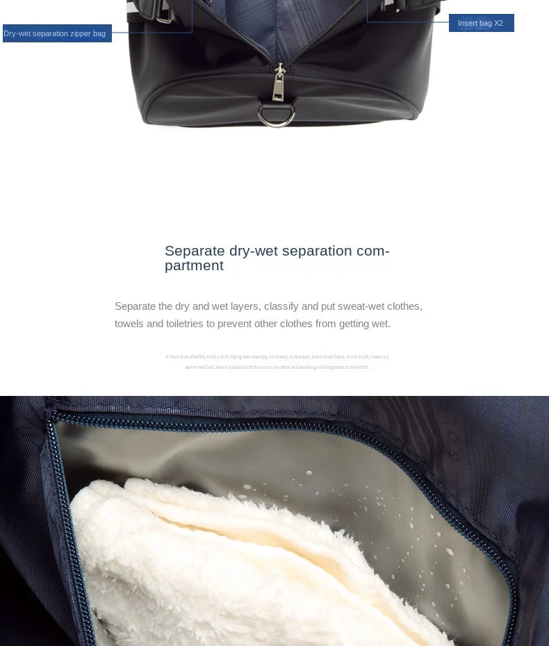 GOLF men's travel bag, short distance luggage bag, dry and wet separation fitness bag, backpack, business trip portable