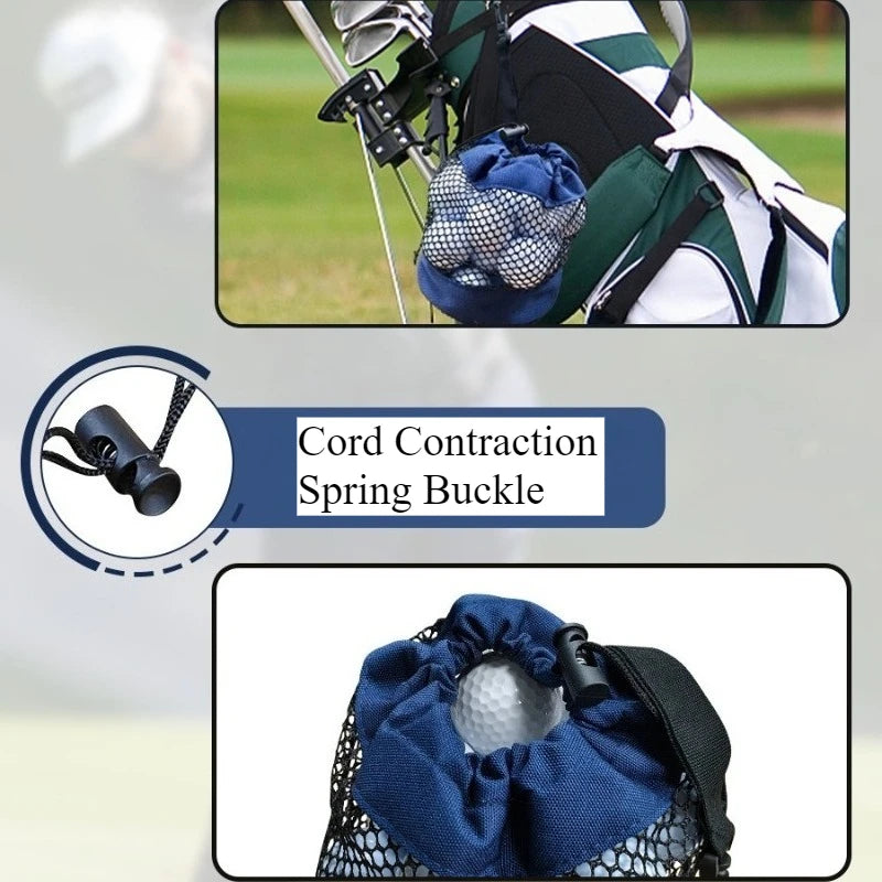 Golf Storage Bag Storage Pouch GOLF Portable Accessory Bag Ball Storage Bag with Net Pocket Drawstring Fabric Bag